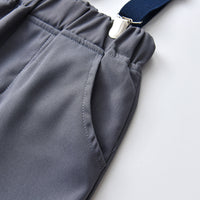 Load image into Gallery viewer, 2 Pieces Set Baby Kid Boys Dressy Bow Print Shirts And Solid Color Jumpsuits Wholesale 230411124
