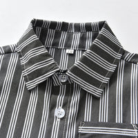 Load image into Gallery viewer, 2 Pieces Set Baby Kid Boys Dressy Striped Bow Shirts And Solid Color Jumpsuits Wholesale 230411125
