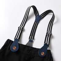 Load image into Gallery viewer, 2 Pieces Set Baby Kid Boys Dressy Striped Bow Shirts And Solid Color Jumpsuits Wholesale 230411125
