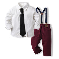 Load image into Gallery viewer, 2 Pieces Set Baby Kid Boys Solid Color Bow Shirts And Checked Pants Wholesale 230411129
