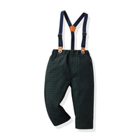 Load image into Gallery viewer, 2 Pieces Set Baby Kid Boys Solid Color Bow Shirts And Checked Pants Wholesale 230411129
