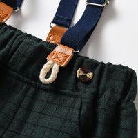 Load image into Gallery viewer, 2 Pieces Set Baby Kid Boys Solid Color Bow Shirts And Checked Pants Wholesale 230411129
