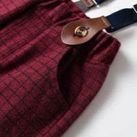 Load image into Gallery viewer, 2 Pieces Set Baby Kid Boys Solid Color Bow Shirts And Checked Pants Wholesale 230411129
