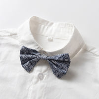 Load image into Gallery viewer, 2 Pieces Set Baby Kid Boys Solid Color Bow Shirts And Checked Pants Wholesale 230411129
