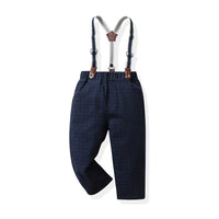 Load image into Gallery viewer, 2 Pieces Set Baby Kid Boys Solid Color Bow Shirts And Checked Pants Wholesale 230411129
