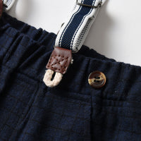 Load image into Gallery viewer, 2 Pieces Set Baby Kid Boys Solid Color Bow Shirts And Checked Pants Wholesale 230411129
