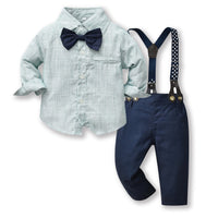 Load image into Gallery viewer, 2 Pieces Set Baby Kid Boys Birthday Party Bow Shirts And Solid Color Jumpsuits Wholesale 230411130
