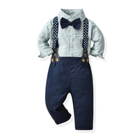 Load image into Gallery viewer, 2 Pieces Set Baby Kid Boys Birthday Party Bow Shirts And Solid Color Jumpsuits Wholesale 230411130
