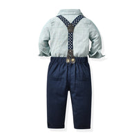 Load image into Gallery viewer, 2 Pieces Set Baby Kid Boys Birthday Party Bow Shirts And Solid Color Jumpsuits Wholesale 230411130
