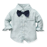 Load image into Gallery viewer, 2 Pieces Set Baby Kid Boys Birthday Party Bow Shirts And Solid Color Jumpsuits Wholesale 230411130
