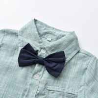 Load image into Gallery viewer, 2 Pieces Set Baby Kid Boys Birthday Party Bow Shirts And Solid Color Jumpsuits Wholesale 230411130
