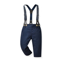 Load image into Gallery viewer, 2 Pieces Set Baby Kid Boys Birthday Party Bow Shirts And Solid Color Jumpsuits Wholesale 230411130
