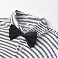 Load image into Gallery viewer, 2 Pieces Set Baby Kid Boys Striped Bow Shirts And Solid Color Jumpsuits Wholesale 230411135
