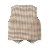Load image into Gallery viewer, 3 Pieces Set Baby Kid Boys Solid Color Bow Shirts Checked Vests Waistcoats And Pants Wholesale 230411136

