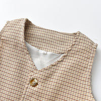 Load image into Gallery viewer, 3 Pieces Set Baby Kid Boys Solid Color Bow Shirts Checked Vests Waistcoats And Pants Wholesale 230411136
