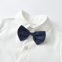 Load image into Gallery viewer, 3 Pieces Set Baby Kid Boys Solid Color Bow Shirts Checked Vests Waistcoats And Pants Wholesale 230411136
