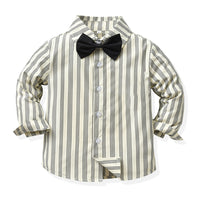 Load image into Gallery viewer, 3 Pieces Set Baby Kid Boys Striped Bow Shirts Solid Color Vests Waistcoats And Pants Wholesale 230411137
