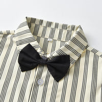 Load image into Gallery viewer, 3 Pieces Set Baby Kid Boys Striped Bow Shirts Solid Color Vests Waistcoats And Pants Wholesale 230411137
