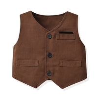 Load image into Gallery viewer, 3 Pieces Set Baby Kid Boys Striped Bow Shirts Solid Color Vests Waistcoats And Pants Wholesale 230411137
