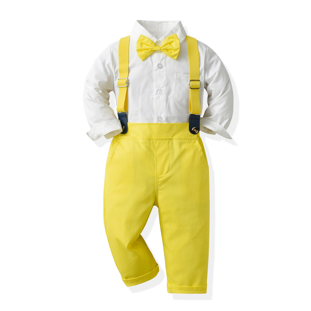 2 Pieces Set Baby Kid Boys Solid Color Bow Shirts And Pants Wholesale 230411138