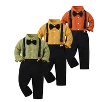 Load image into Gallery viewer, 2 Pieces Set Baby Kid Boys Bow Print Tops And Solid Color Jumpsuits Wholesale 230411139
