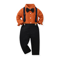 Load image into Gallery viewer, 2 Pieces Set Baby Kid Boys Bow Print Tops And Solid Color Jumpsuits Wholesale 230411139
