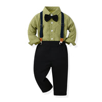Load image into Gallery viewer, 2 Pieces Set Baby Kid Boys Bow Print Tops And Solid Color Jumpsuits Wholesale 230411139
