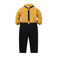 Load image into Gallery viewer, 2 Pieces Set Baby Kid Boys Bow Print Tops And Solid Color Jumpsuits Wholesale 230411139
