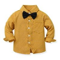 Load image into Gallery viewer, 2 Pieces Set Baby Kid Boys Bow Print Tops And Solid Color Jumpsuits Wholesale 230411139
