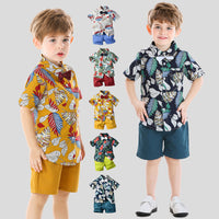 Load image into Gallery viewer, 2 Pieces Set Baby Kid Boys Birthday Party Bow Shirts And Solid Color Shorts Wholesale 23041114
