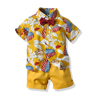 Load image into Gallery viewer, 2 Pieces Set Baby Kid Boys Birthday Party Bow Shirts And Solid Color Shorts Wholesale 23041114
