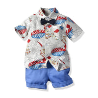 Load image into Gallery viewer, 2 Pieces Set Baby Kid Boys Birthday Party Bow Shirts And Solid Color Shorts Wholesale 23041114
