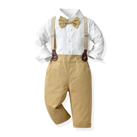 Load image into Gallery viewer, 2 Pieces Set Baby Kid Boys Bow Shirts And Solid Color Jumpsuits Wholesale 230411140
