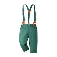 Load image into Gallery viewer, 2 Pieces Set Baby Kid Boys Birthday Party Checked Bow Shirts And Solid Color Jumpsuits Wholesale 230411142
