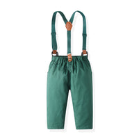 Load image into Gallery viewer, 2 Pieces Set Baby Kid Boys Birthday Party Checked Bow Shirts And Solid Color Jumpsuits Wholesale 230411142
