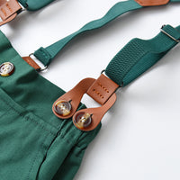 Load image into Gallery viewer, 2 Pieces Set Baby Kid Boys Birthday Party Checked Bow Shirts And Solid Color Jumpsuits Wholesale 230411142
