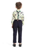 Load image into Gallery viewer, 2 Pieces Set Baby Kid Big Kid Boys Birthday Party Dinosaur Bow Print Shirts And Solid Color Jumpsuits Wholesale 230411146
