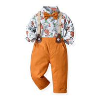 Load image into Gallery viewer, 2 Pieces Set Baby Kid Big Kid Boys Birthday Party Dinosaur Bow Print Shirts And Solid Color Jumpsuits Wholesale 230411146
