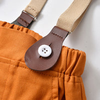 Load image into Gallery viewer, 2 Pieces Set Baby Kid Big Kid Boys Birthday Party Dinosaur Bow Print Shirts And Solid Color Jumpsuits Wholesale 230411146
