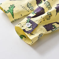 Load image into Gallery viewer, 2 Pieces Set Baby Kid Big Kid Boys Birthday Party Dinosaur Bow Print Shirts And Solid Color Jumpsuits Wholesale 230411146
