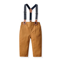 Load image into Gallery viewer, 2 Pieces Set Baby Kid Big Kid Boys Birthday Party Dinosaur Bow Print Shirts And Solid Color Jumpsuits Wholesale 230411146
