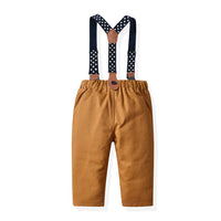 Load image into Gallery viewer, 2 Pieces Set Baby Kid Big Kid Boys Birthday Party Dinosaur Bow Print Shirts And Solid Color Jumpsuits Wholesale 230411146
