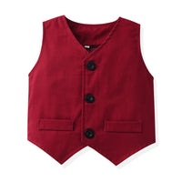 Load image into Gallery viewer, 3 Pieces Set Baby Kid Boys Solid Color Bow T-Shirts Checked Vests Waistcoats And Shorts Wholesale 230411147
