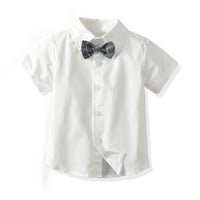 Load image into Gallery viewer, 3 Pieces Set Baby Kid Boys Bow Shirts Striped Vests Waistcoats And Shorts Wholesale 23041115
