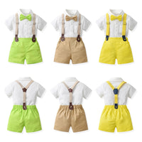 Load image into Gallery viewer, 2 Pieces Set Baby Kid Boys Solid Color Bow Shirts And Shorts Wholesale 230411150
