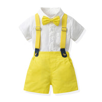 Load image into Gallery viewer, 2 Pieces Set Baby Kid Boys Solid Color Bow Shirts And Shorts Wholesale 230411150
