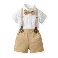 Load image into Gallery viewer, 2 Pieces Set Baby Kid Boys Solid Color Bow Shirts And Shorts Wholesale 230411150
