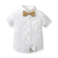 Load image into Gallery viewer, 2 Pieces Set Baby Kid Boys Solid Color Bow Shirts And Shorts Wholesale 230411150
