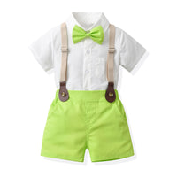 Load image into Gallery viewer, 2 Pieces Set Baby Kid Boys Solid Color Bow Shirts And Shorts Wholesale 230411150
