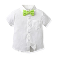 Load image into Gallery viewer, 2 Pieces Set Baby Kid Boys Solid Color Bow Shirts And Shorts Wholesale 230411150
